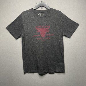Yeti Brand Short Sleeve Athletic Style Graphic T Shirt Gray Red Size Small